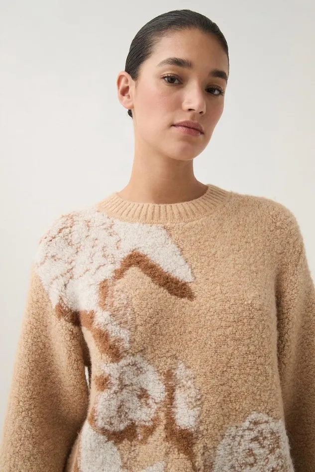 Aje Knitwear and Jumpers Cavetto Jacquard Knit Ecru Beige 8211 Women