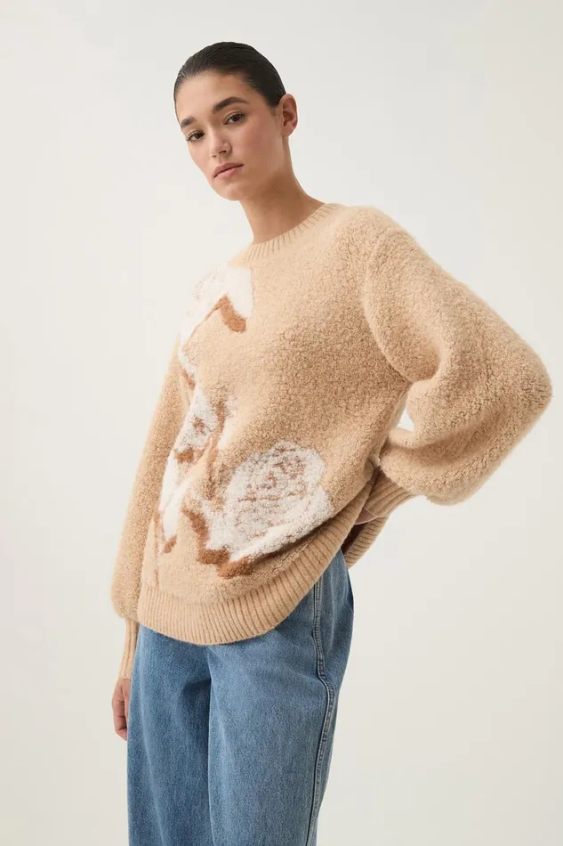 Aje Knitwear and Jumpers Cavetto Jacquard Knit Ecru Beige 8211 Women