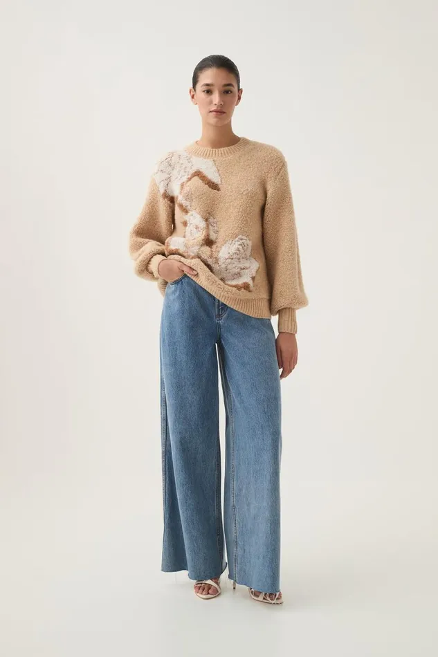 Aje Knitwear and Jumpers Cavetto Jacquard Knit Ecru Beige 8211 Women