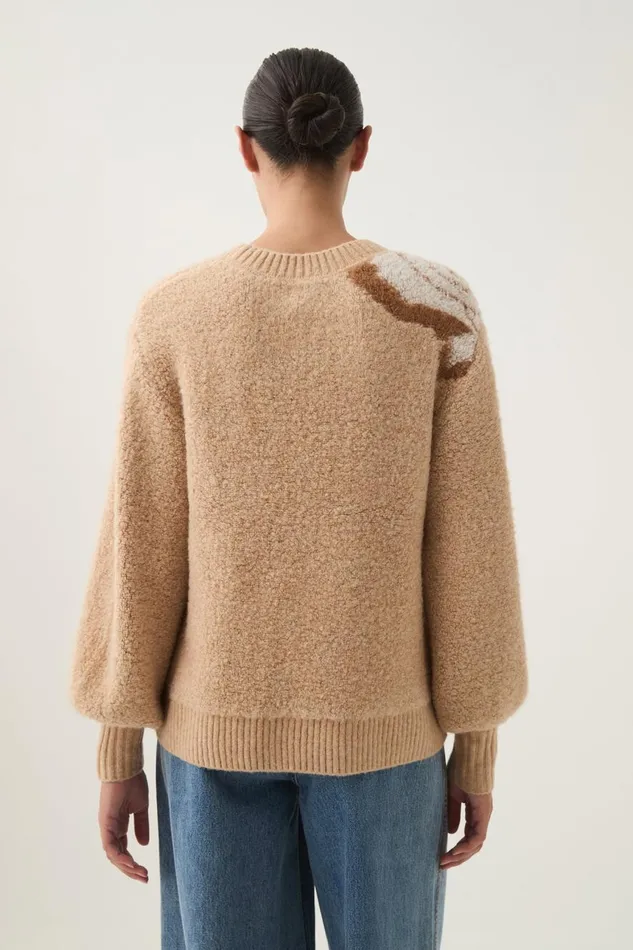 Aje Knitwear and Jumpers Cavetto Jacquard Knit Ecru Beige 8211 Women