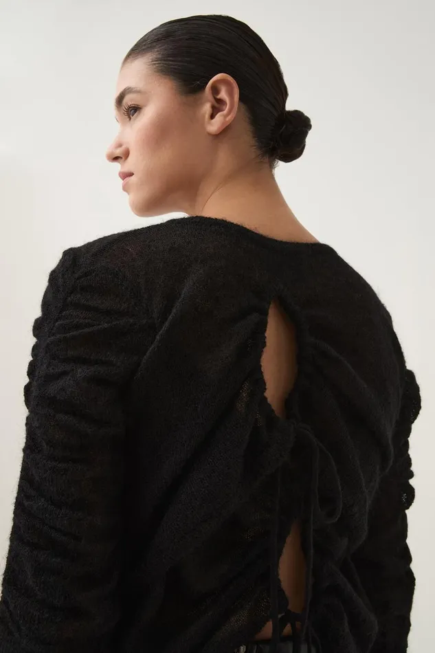Aje Knitwear and Jumpers Yasmeen Tie Back Knit Top Black 8211 Women