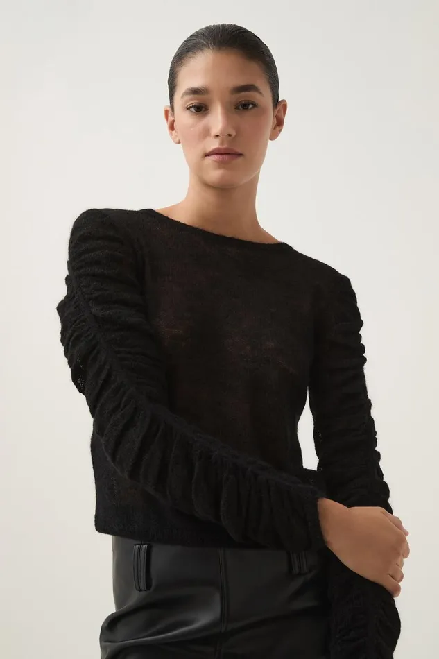 Aje Knitwear and Jumpers Yasmeen Tie Back Knit Top Black 8211 Women