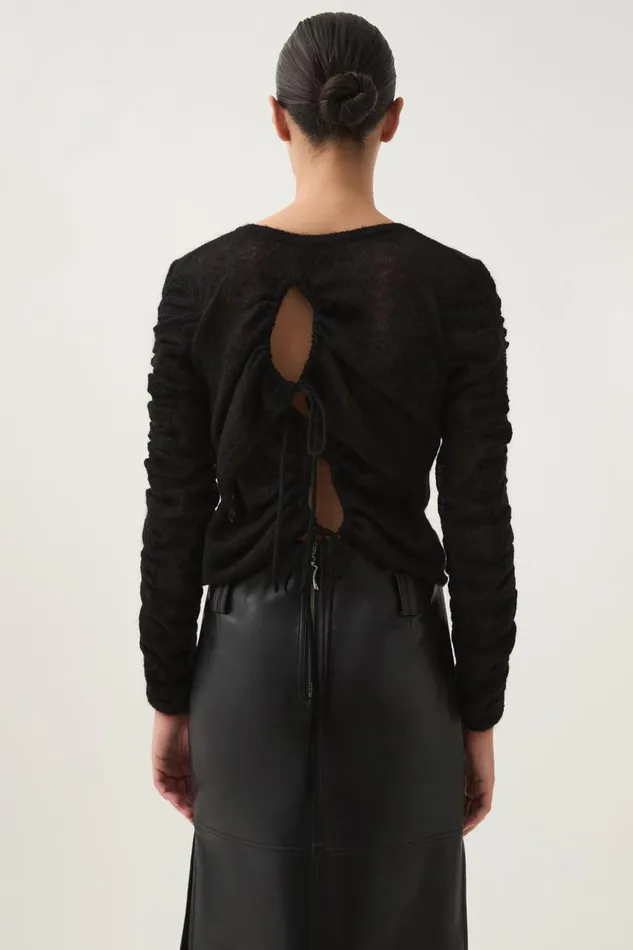Aje Knitwear and Jumpers Yasmeen Tie Back Knit Top Black 8211 Women