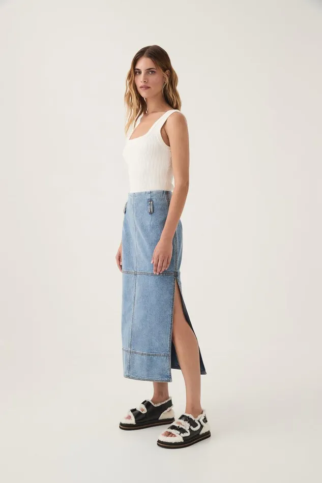 Aje Matching Sets Outline Denim Midi Skirt Coastal Blue 8211 Women