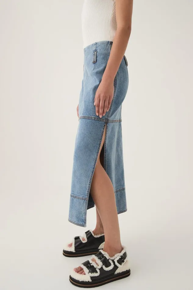 Aje Matching Sets Outline Denim Midi Skirt Coastal Blue 8211 Women