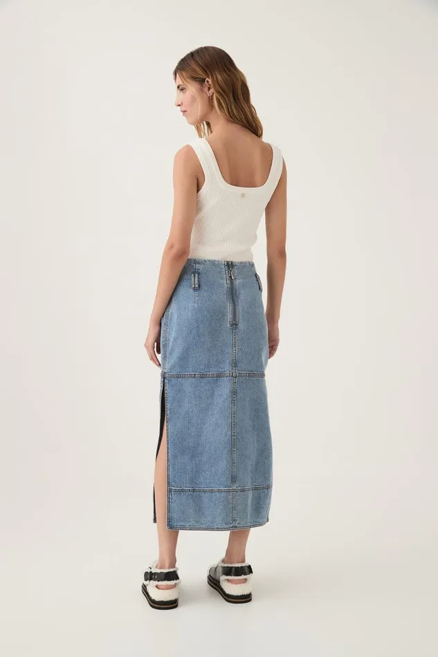Aje Matching Sets Outline Denim Midi Skirt Coastal Blue 8211 Women