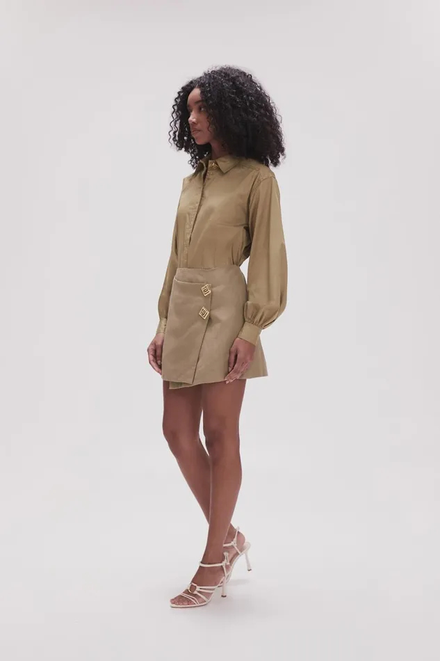 Aje Matching Sets Realm Wrap Front Mini Skirt Desert Khaki 8211 Women