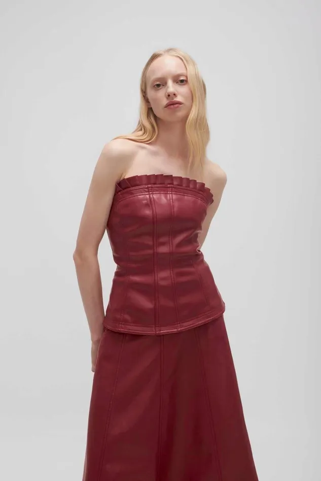 Aje Matching Sets Stanhope Vegan Leather Top Mahogany Red 8211 Women Aje Matching Sets Stanhope Vegan Leather Top Mahogany Red 8211 Women
