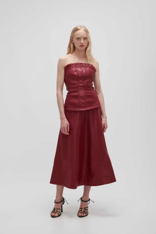 Aje Matching Sets Stanhope Vegan Leather Top Mahogany Red 8211 Women Aje Matching Sets Stanhope Vegan Leather Top Mahogany Red 8211 Women
