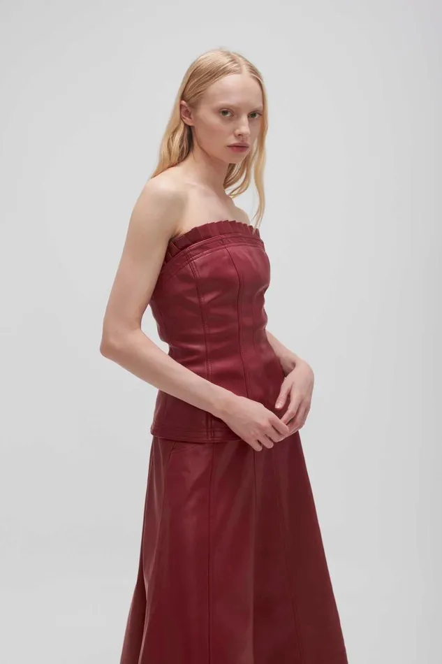 Aje Matching Sets Stanhope Vegan Leather Top Mahogany Red 8211 Women Aje Matching Sets Stanhope Vegan Leather Top Mahogany Red 8211 Women