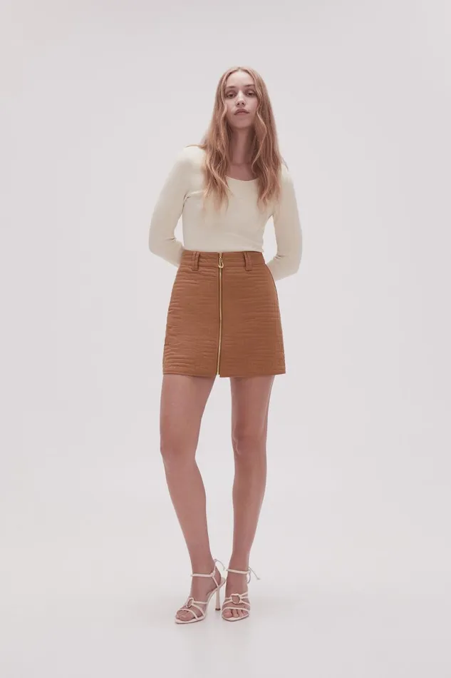 Aje Matching Sets Surrealist Quilted Mini Skirt Tawny Brown 8211 Women