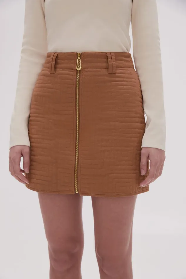 Aje Matching Sets Surrealist Quilted Mini Skirt Tawny Brown 8211 Women