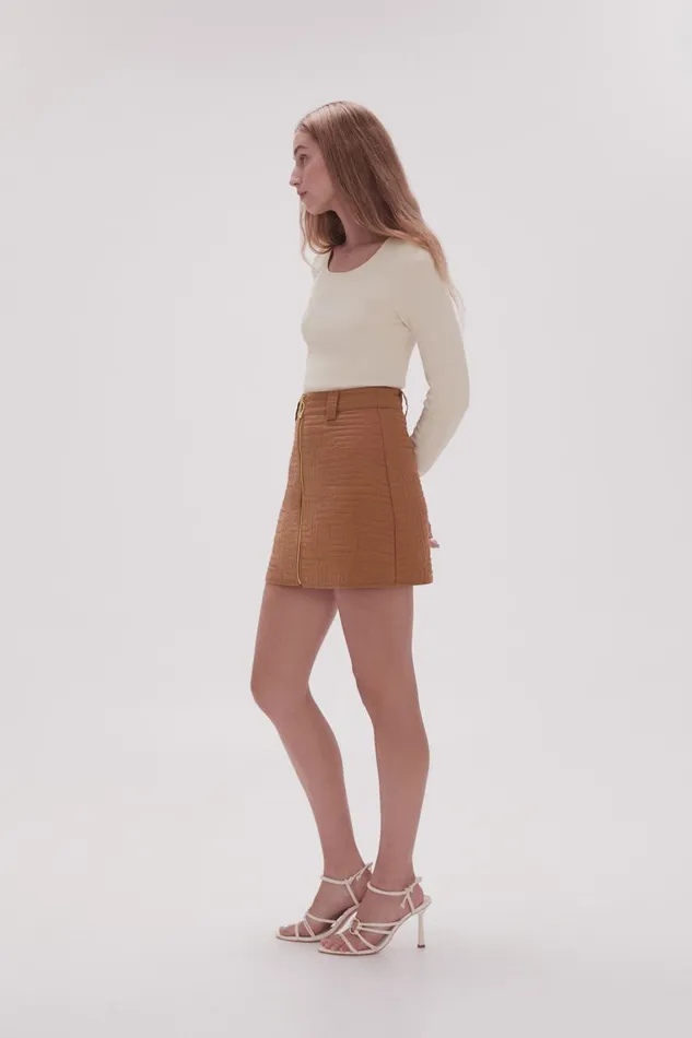 Aje Matching Sets Surrealist Quilted Mini Skirt Tawny Brown 8211 Women