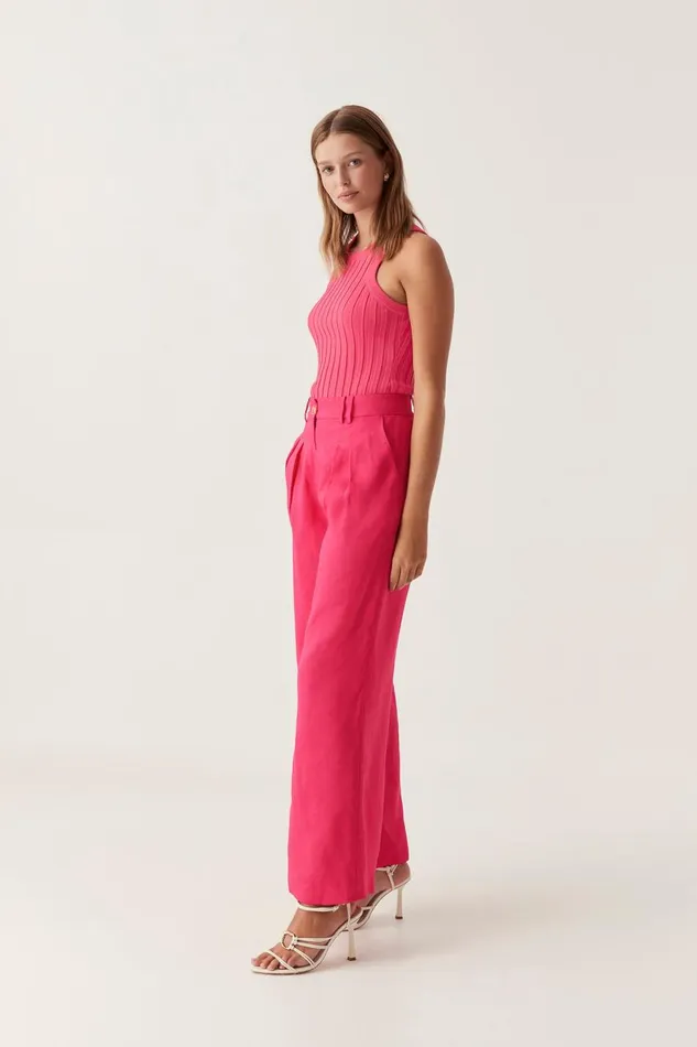 Aje Pants Vista High Waist Wide Leg Pant Bougainvillea Red 8211 Women