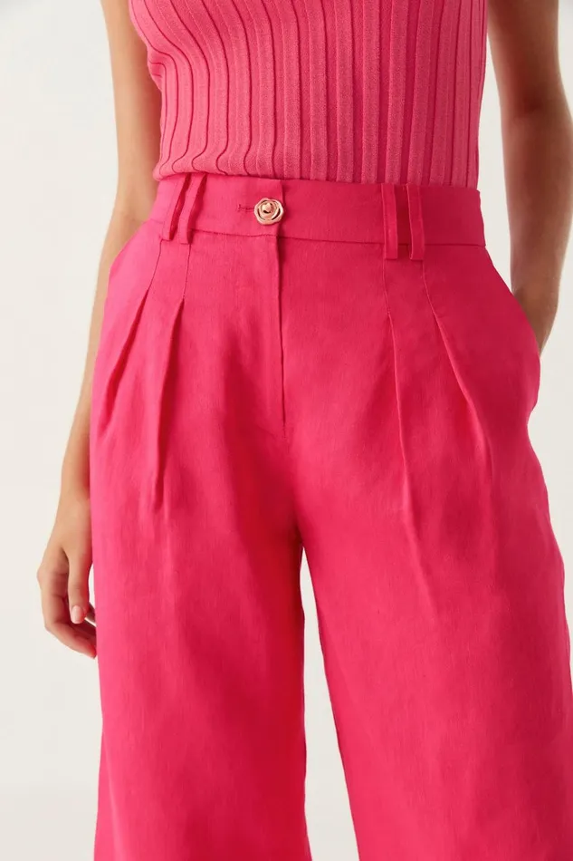 Aje Pants Vista High Waist Wide Leg Pant Bougainvillea Red 8211 Women