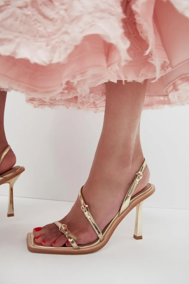 Aje Shoes Lorelai Strappy Buckle Heel Gold 8211 Women