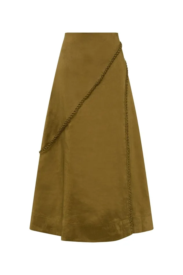 Aje Skirts Arbour Whipstitch Midi Skirt Deep Olive 8211 Women