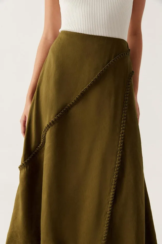 Aje Skirts Arbour Whipstitch Midi Skirt Deep Olive 8211 Women