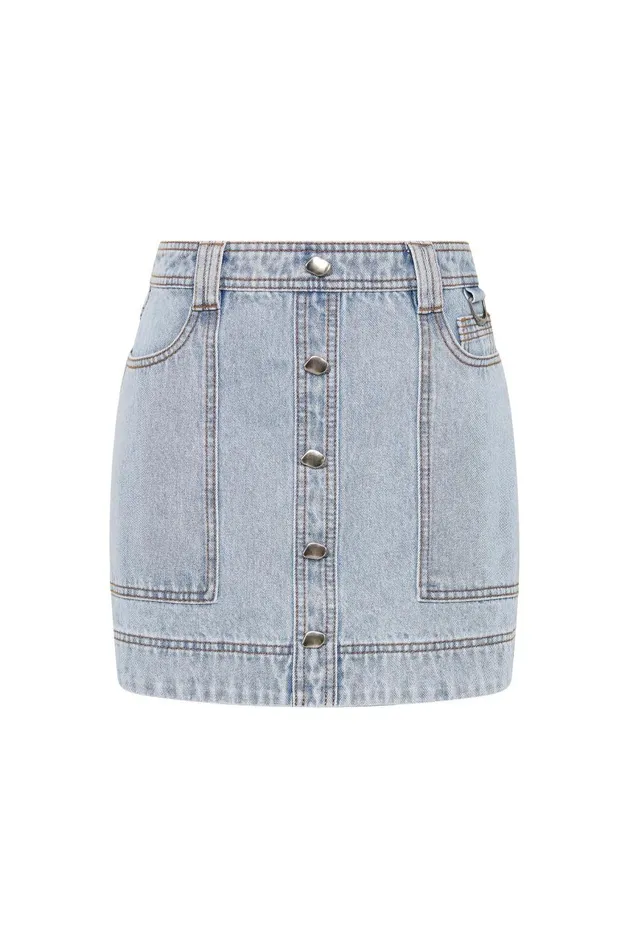 Aje Skirts Aura Denim Mini Skirt Sea Spray Wash 8211 Women