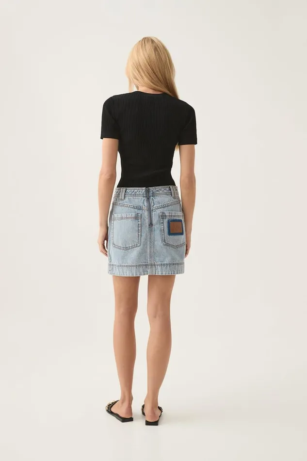 Aje Skirts Aura Denim Mini Skirt Sea Spray Wash 8211 Women