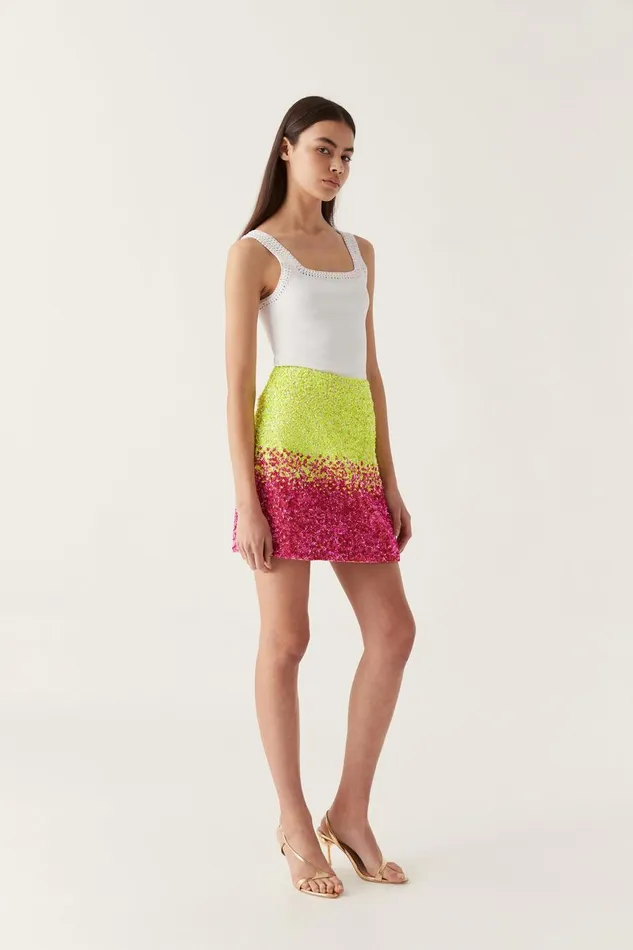 Aje Skirts Calypso Ombre Mini Skirt Ombre Light Lime Green 8211 Women