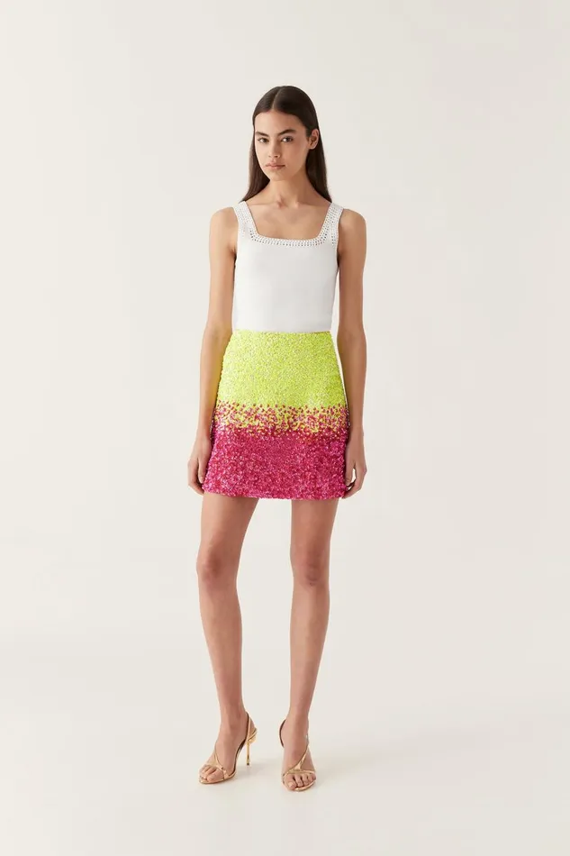 Aje Skirts Calypso Ombre Mini Skirt Ombre Light Lime Green 8211 Women