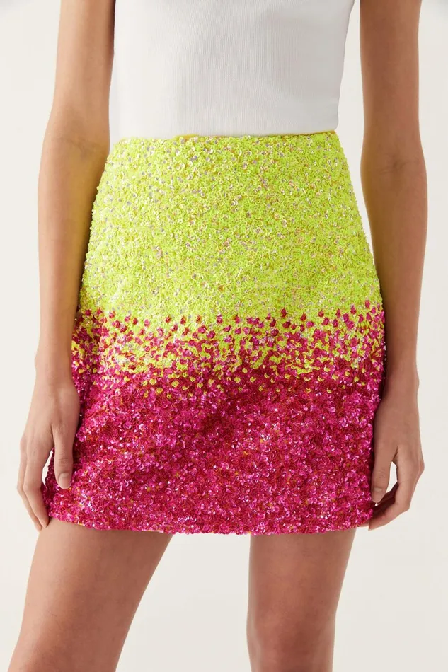Aje Skirts Calypso Ombre Mini Skirt Ombre Light Lime Green 8211 Women