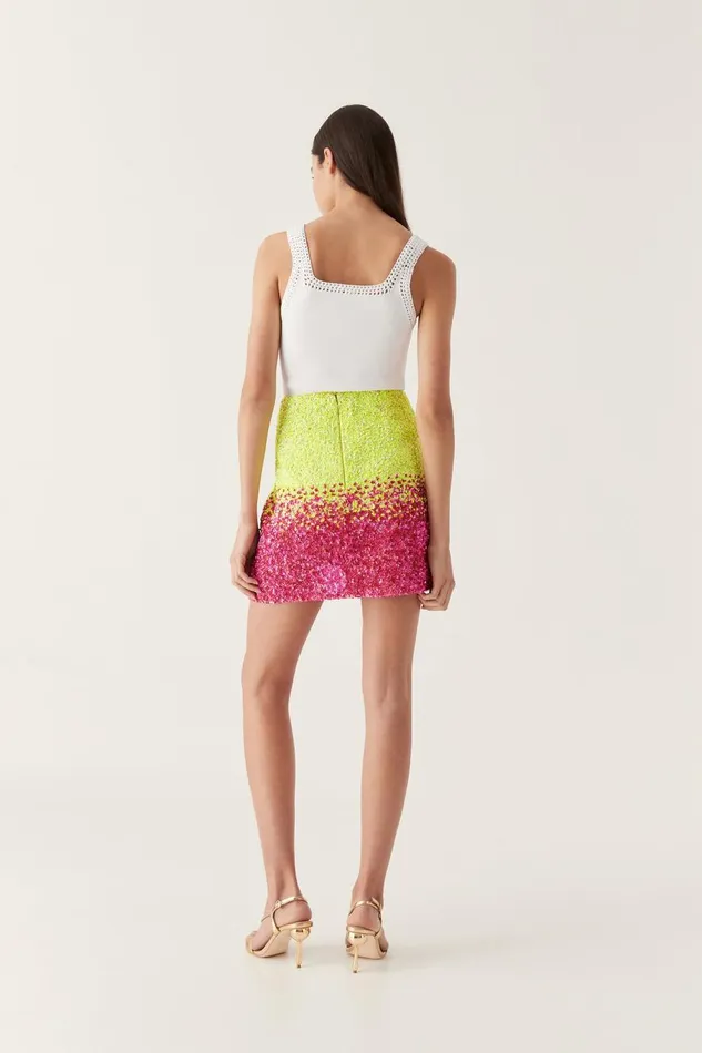 Aje Skirts Calypso Ombre Mini Skirt Ombre Light Lime Green 8211 Women