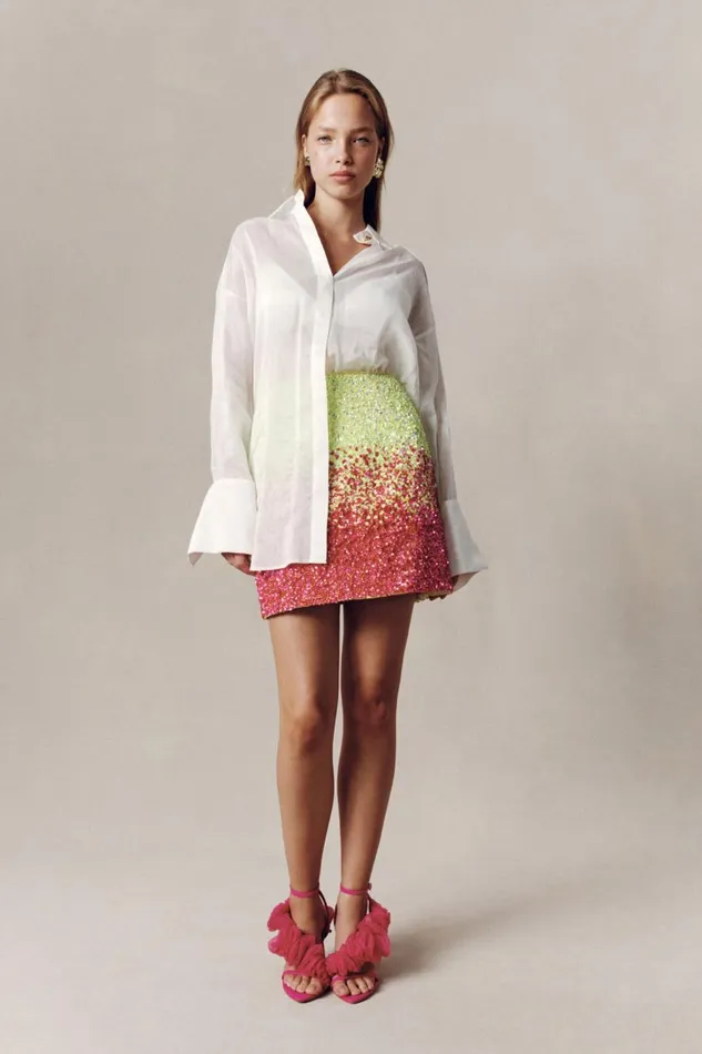 Aje Skirts Calypso Ombre Mini Skirt Ombre Light Lime Green 8211 Women
