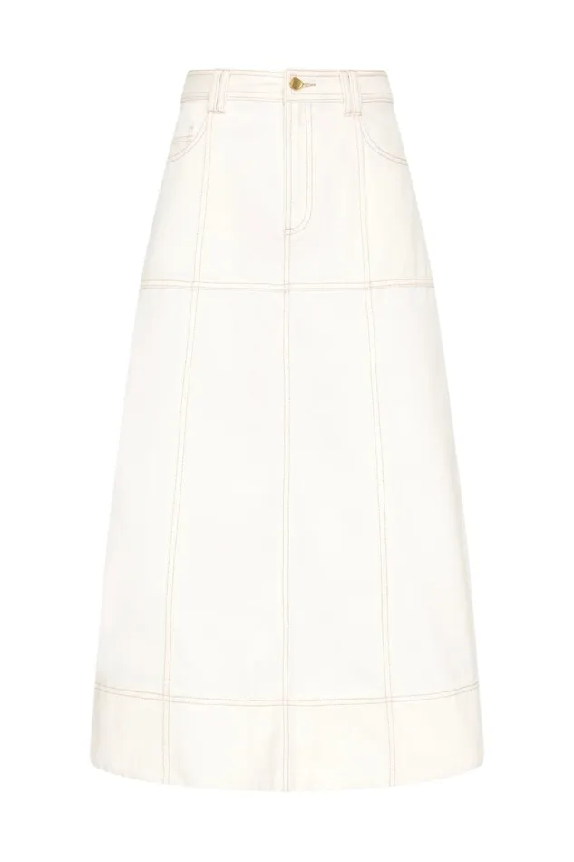 Aje Skirts Emilie Denim Midi Skirt White 8211 Women