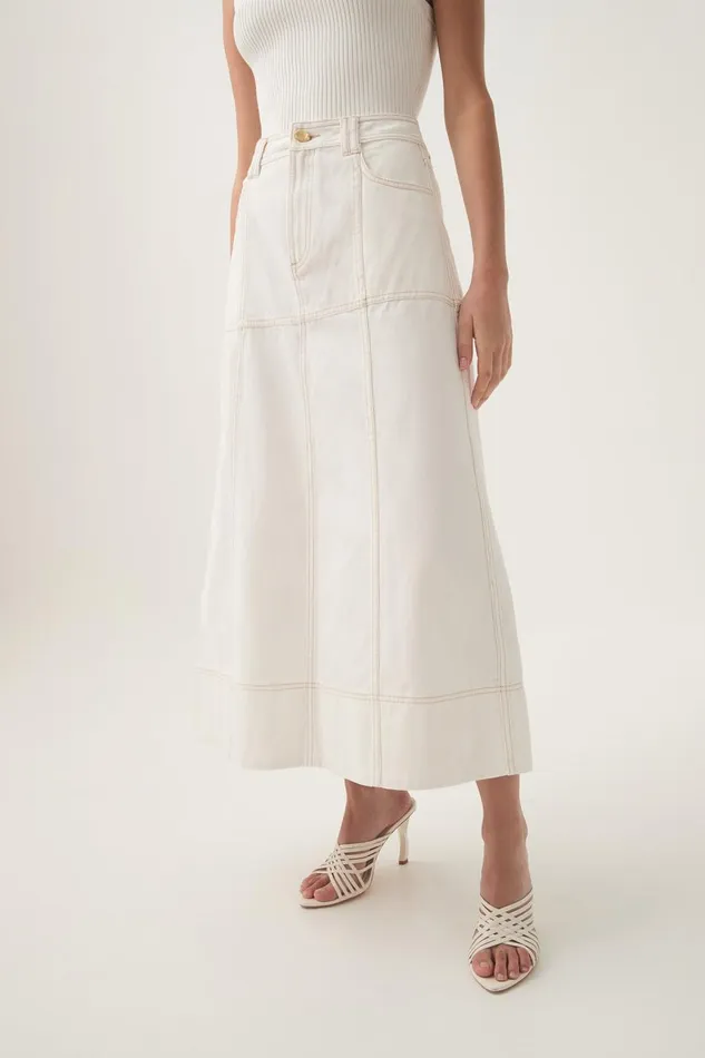 Aje Skirts Emilie Denim Midi Skirt White 8211 Women
