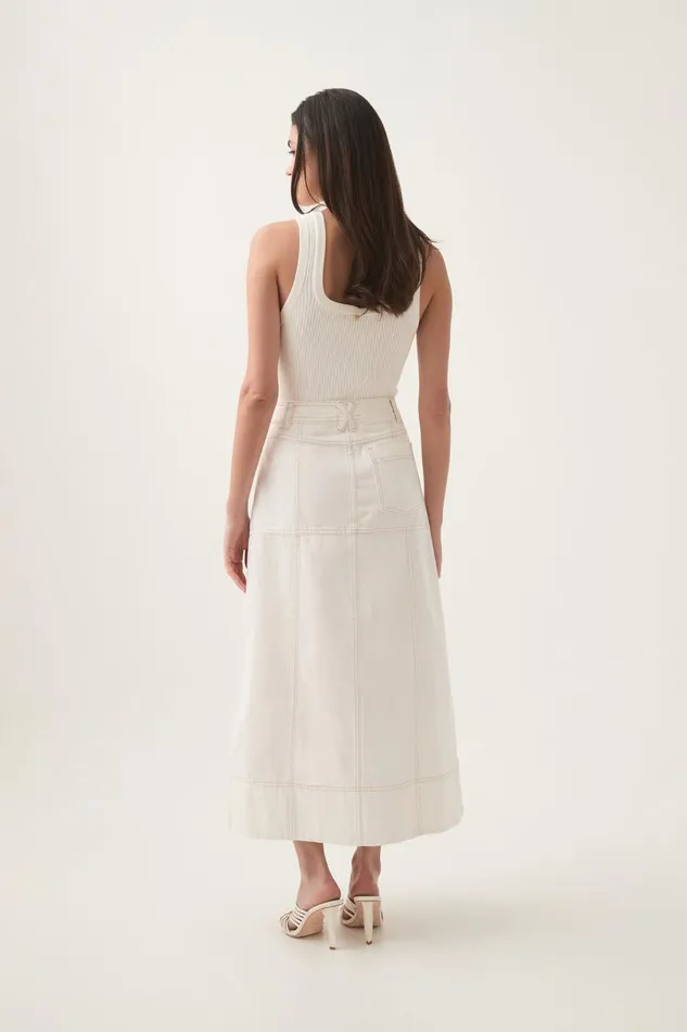 Aje Skirts Emilie Denim Midi Skirt White 8211 Women