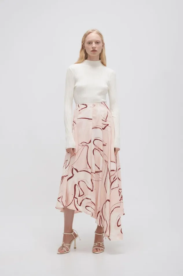 Aje Skirts Jeanne Dipped Midi Skirt Whimsical Dove 8211 Women
