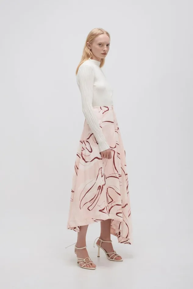 Aje Skirts Jeanne Dipped Midi Skirt Whimsical Dove 8211 Women