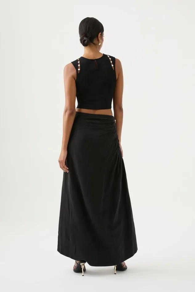 Aje Skirts Mika Draped Split Midi Skirt Black 8211 Women