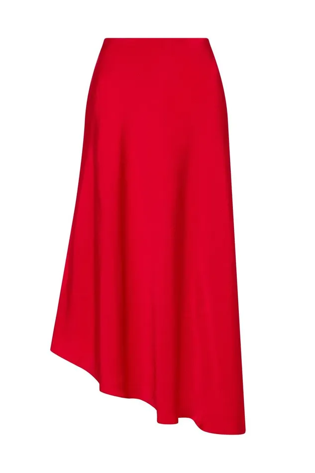 Aje Skirts Valeria Asymmetric Midi Skirt Scarlet Red 8211 Women
