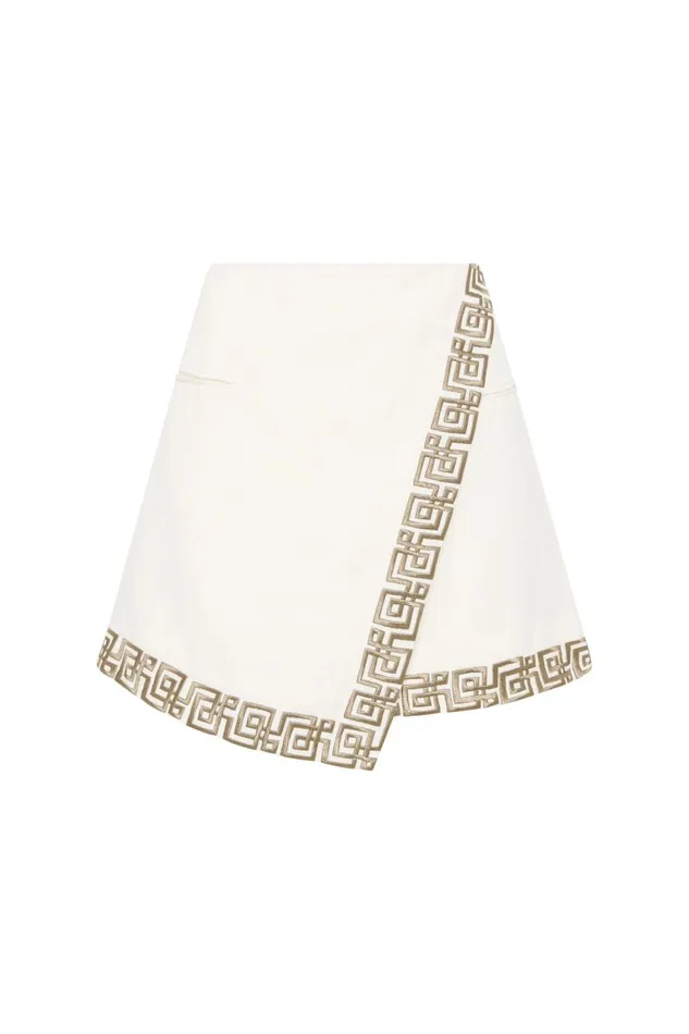 Aje Skirts Voyager Embroidered Mini Skirt Ivorydesert Khaki 8211 Women