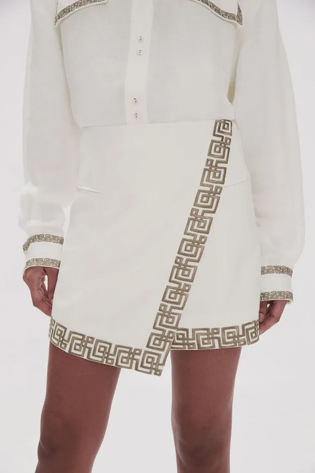 Aje Skirts Voyager Embroidered Mini Skirt Ivorydesert Khaki 8211 Women