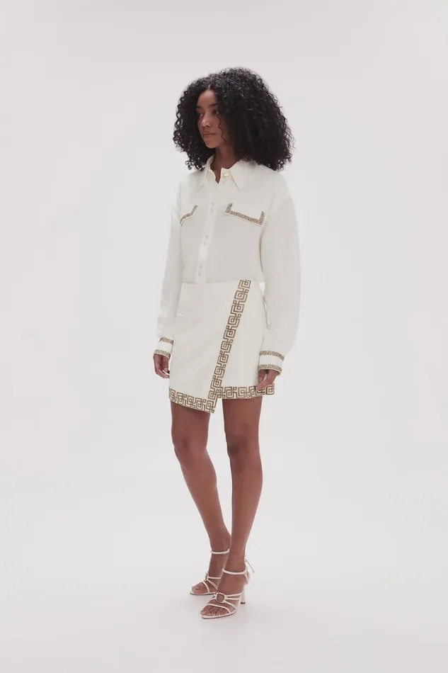 Aje Skirts Voyager Embroidered Mini Skirt Ivorydesert Khaki 8211 Women