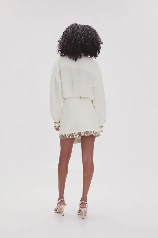 Aje Skirts Voyager Embroidered Mini Skirt Ivorydesert Khaki 8211 Women