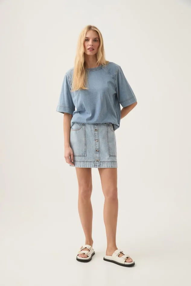 Aje Tees Surreal Denim Overdye Tee Classic Wash 8211 Women