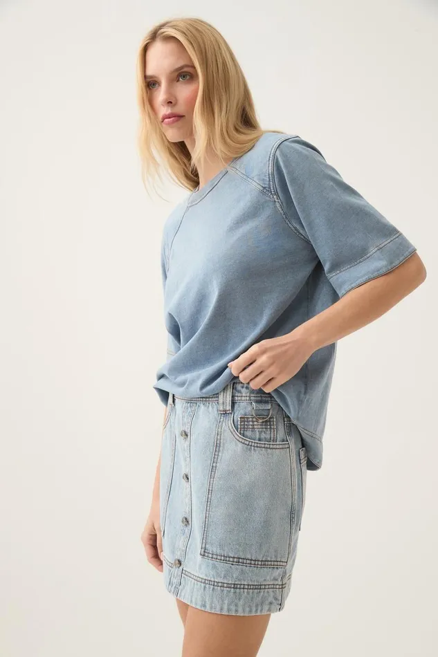 Aje Tees Surreal Denim Overdye Tee Classic Wash 8211 Women