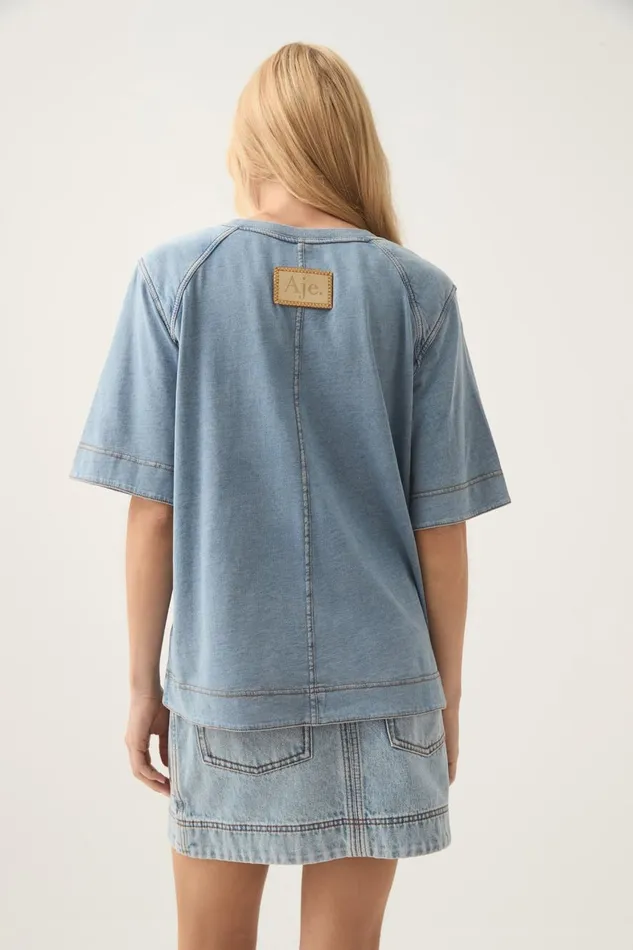 Aje Tees Surreal Denim Overdye Tee Classic Wash 8211 Women
