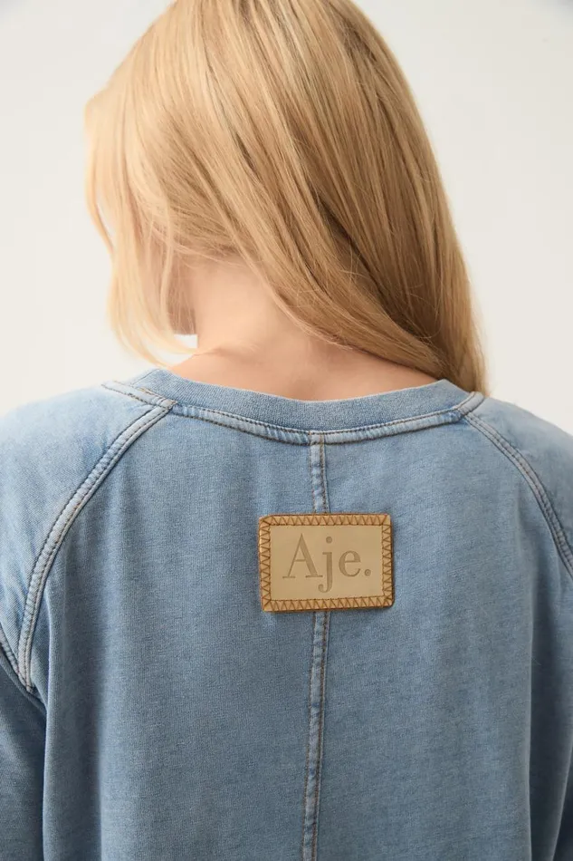 Aje Tees Surreal Denim Overdye Tee Classic Wash 8211 Women