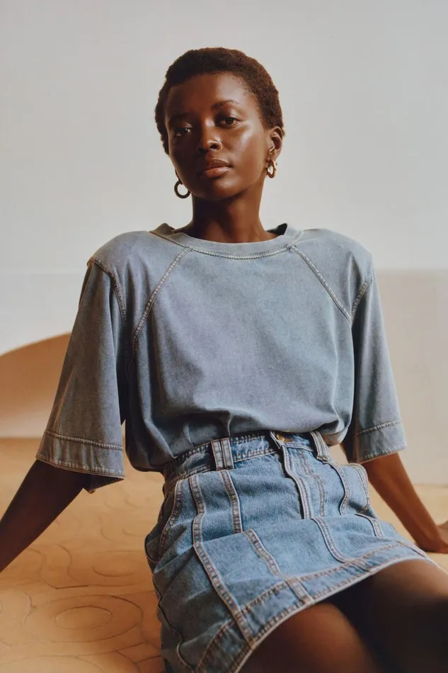 Aje Tees Surreal Denim Overdye Tee Classic Wash 8211 Women