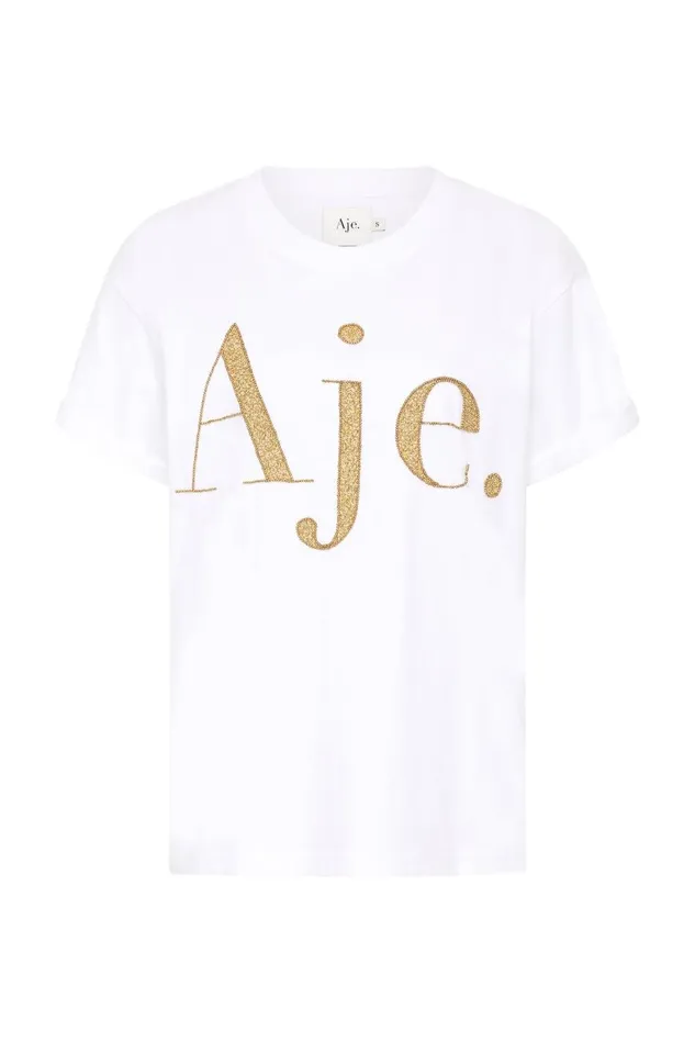 Aje Tees Within Embellished Logo Tee Whitegold 8211 Women