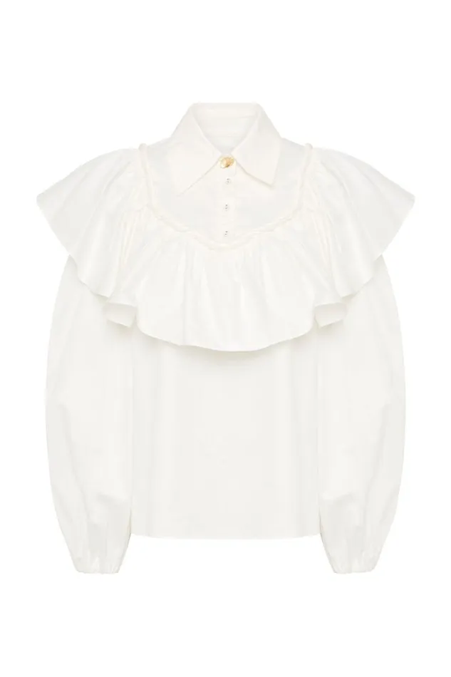 Aje Tops Anne Twisted Flounce Blouse Ivory 8211 Women Aje Tops Anne Twisted Flounce Blouse Ivory 8211 Women