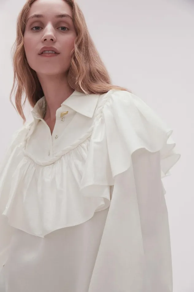 Aje Tops Anne Twisted Flounce Blouse Ivory 8211 Women Aje Tops Anne Twisted Flounce Blouse Ivory 8211 Women