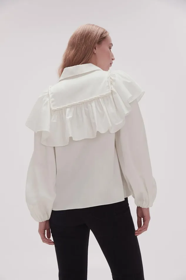 Aje Tops Anne Twisted Flounce Blouse Ivory 8211 Women Aje Tops Anne Twisted Flounce Blouse Ivory 8211 Women