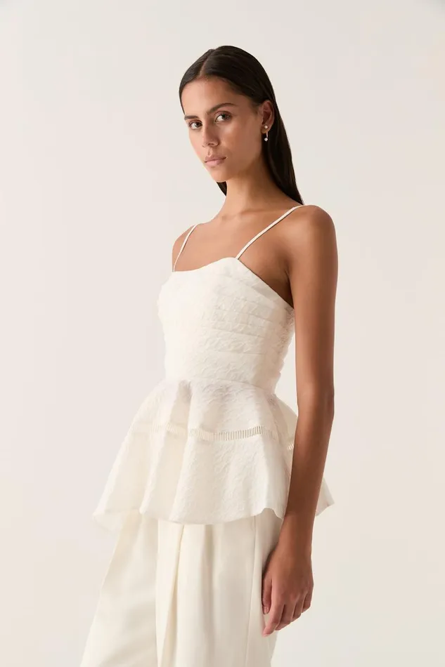 Aje Tops Cinque Jacquard Top Ivory 8211 Women Aje Tops Cinque Jacquard Top Ivory 8211 Women